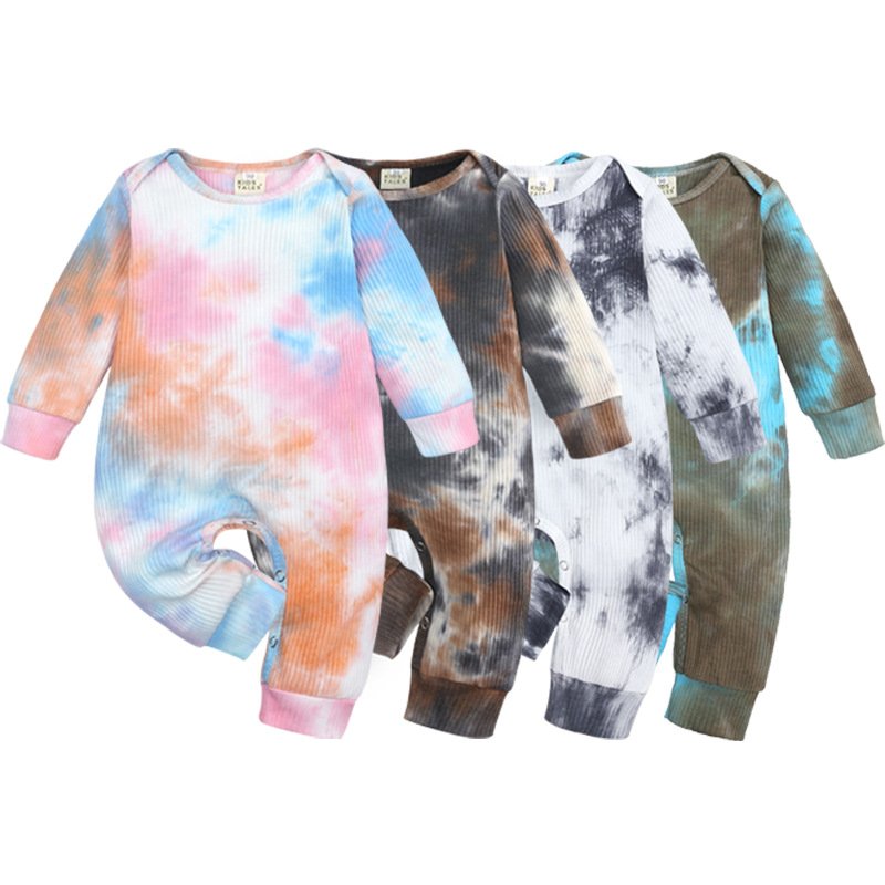 OEM Newborn Baby Jumpsuit Long Sleeves Tie-Dye Bodysuit baby onesie Cotton baby rompers