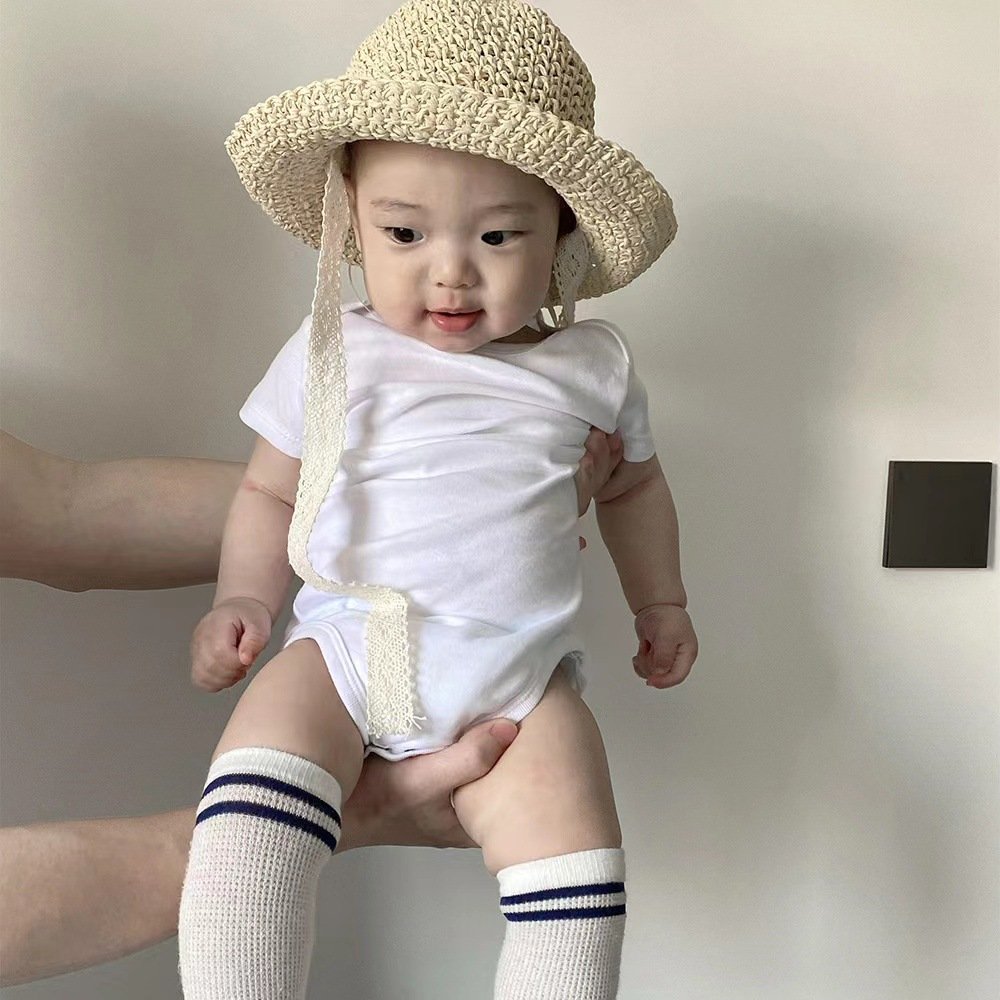 Custom Logo Newborn Clothes 0-1 Years Old Solid Color Jumpsuit Short-Sleeved Climbing Suit For Male And Female Babies