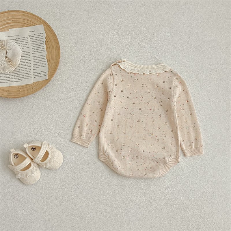 High Quality Soft Cotton Baby Jumpsuit Baby Ruffle Collar Knit Bodysuit Romper