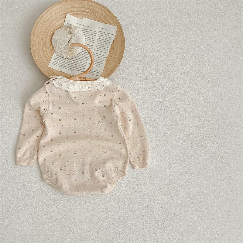 High Quality Soft Cotton Baby Jumpsuit Baby Ruffle Collar Knit Bodysuit Romper
