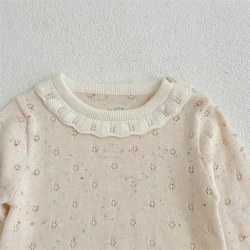 High Quality Soft Cotton Baby Jumpsuit Baby Ruffle Collar Knit Bodysuit Romper