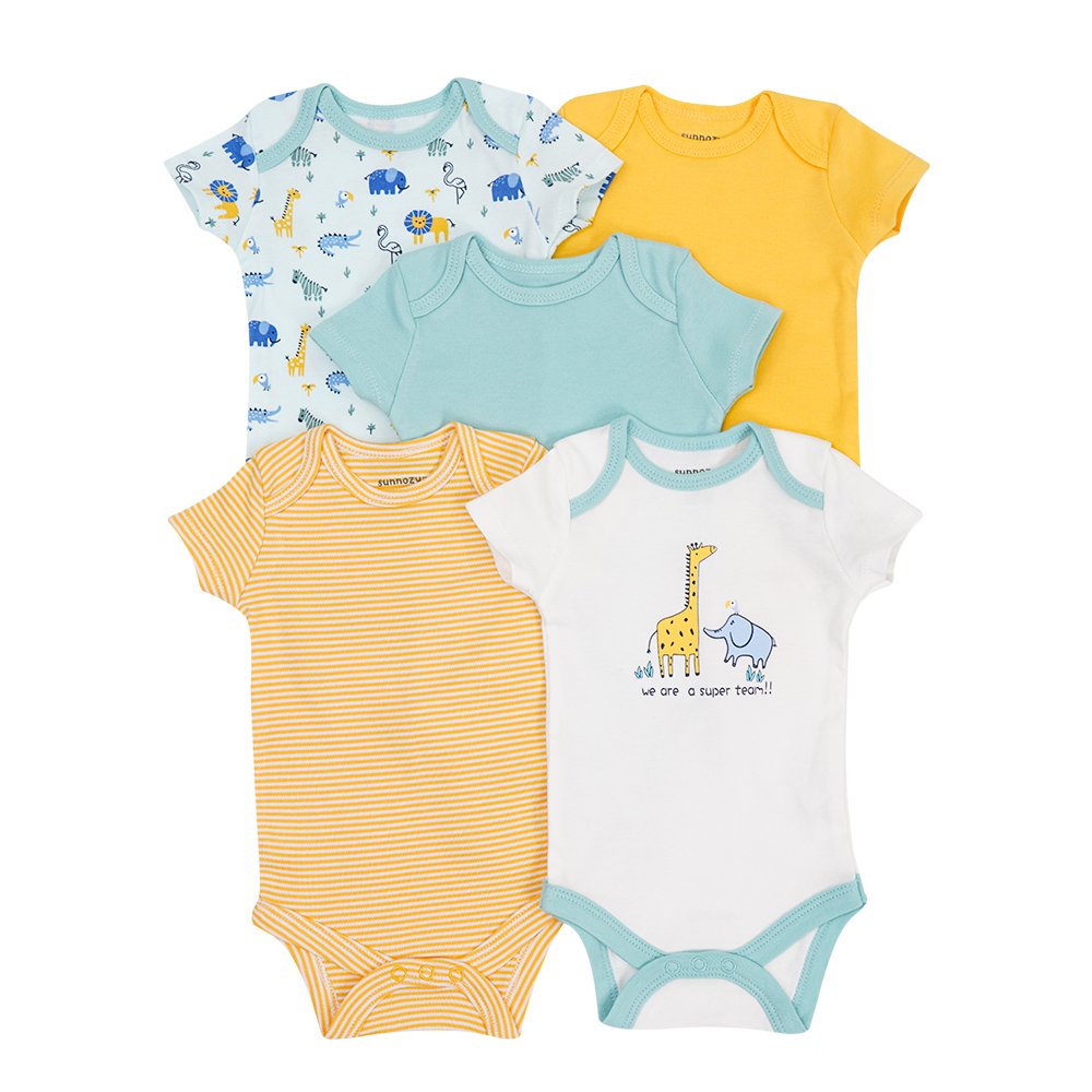 Wholesale Summer Newborn Baby Gift Set Unisex Short Sleeve Romper Onesie 5pcs Cotton Baby Clothes Clothing