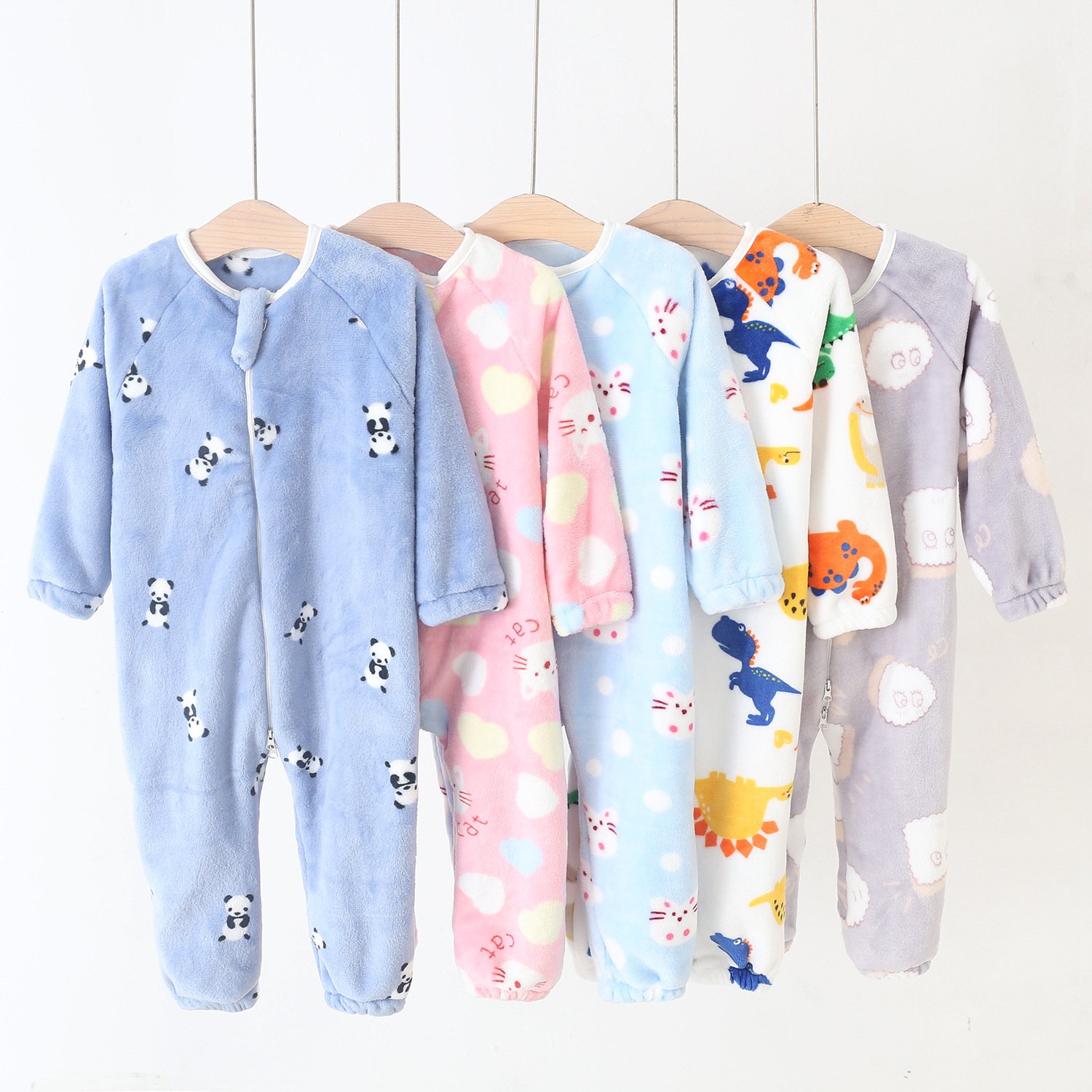 autumn winter baby romper flannel all over print children's bodysuit kids pajamas