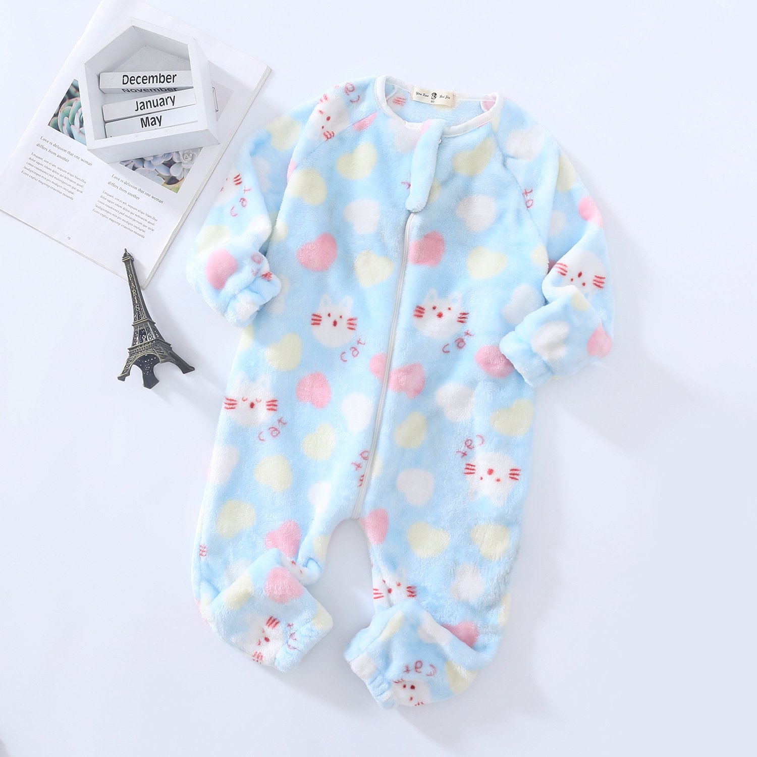 autumn winter baby romper flannel all over print children's bodysuit kids pajamas