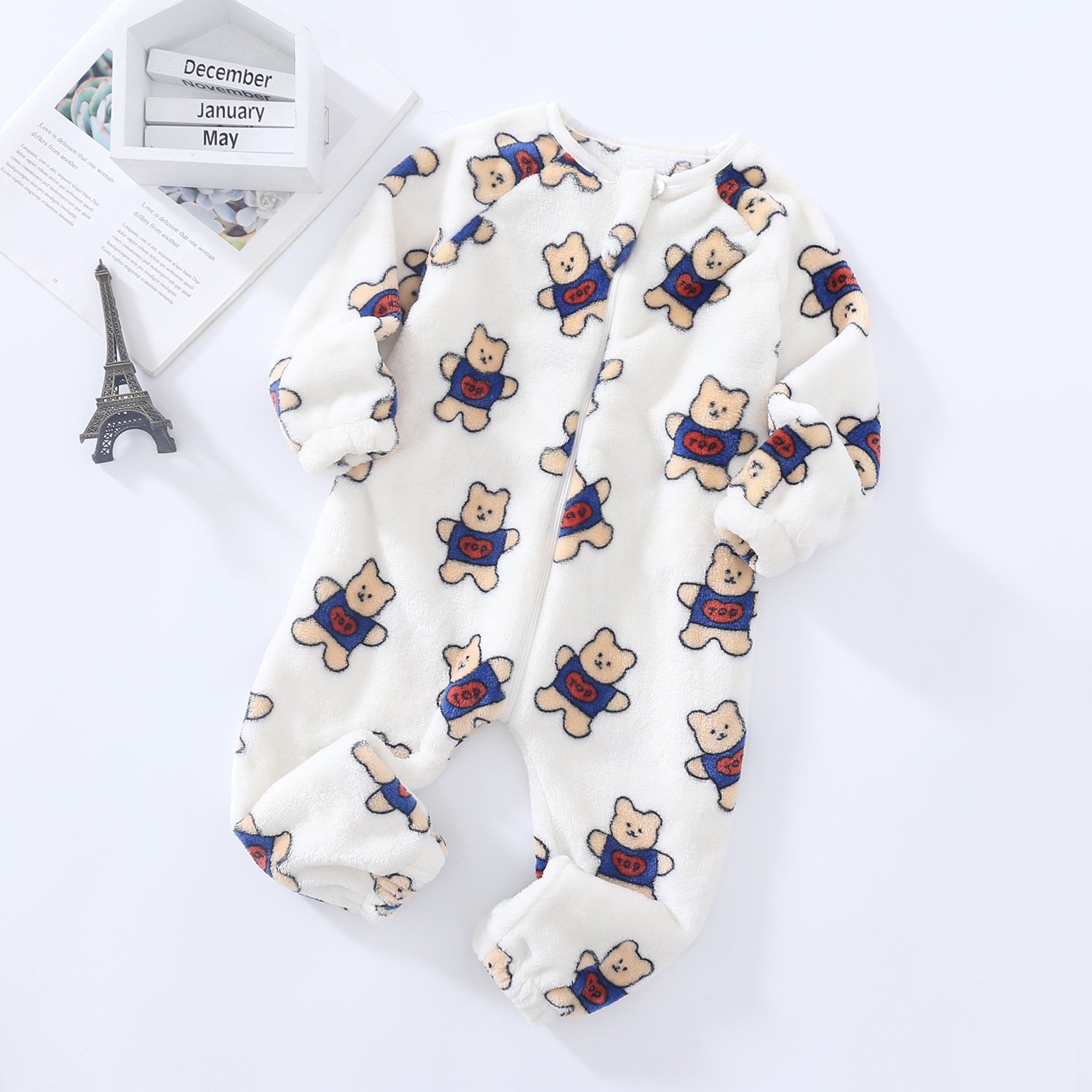 autumn winter baby romper flannel all over print children's bodysuit kids pajamas