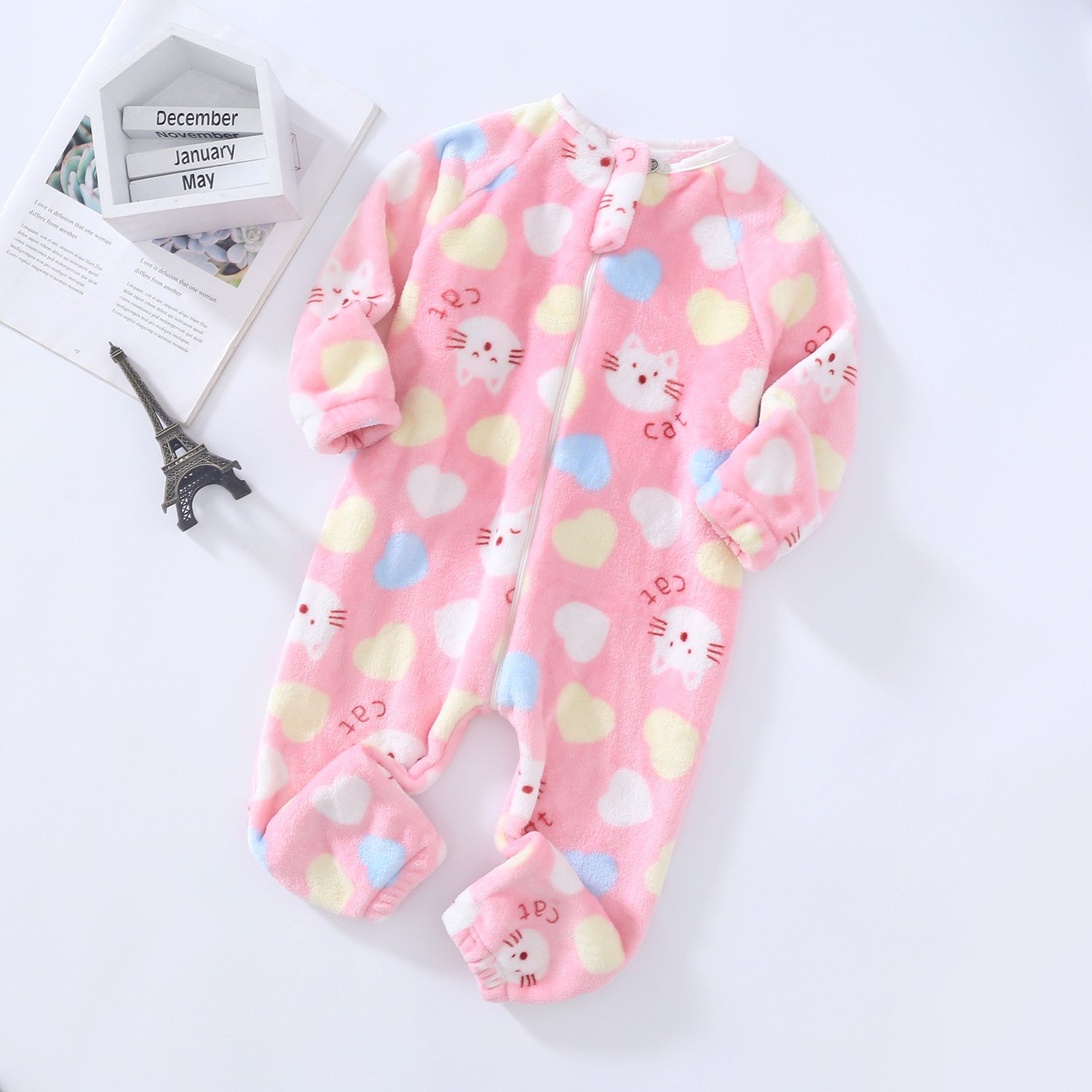 autumn winter baby romper flannel all over print children's bodysuit kids pajamas