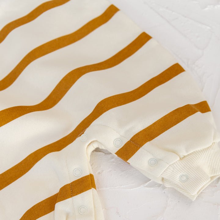 Custom Autumn Toddler Striped Bodysuit Long Sleeve Organic Cotton Baby Knitted Romper Newborn Onesies