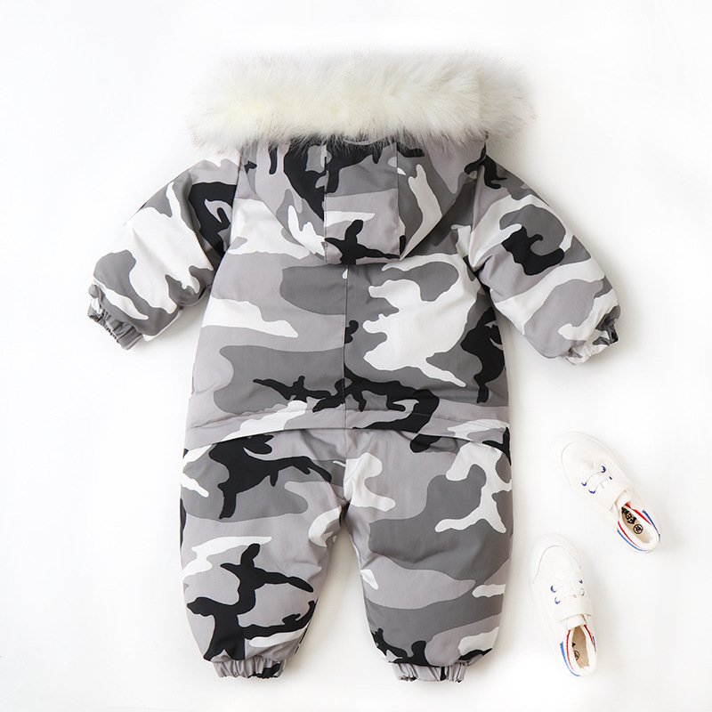 Newborn Winter Warm Ski Suit Fashion Camouflage Thick Baby Rompers Clothes