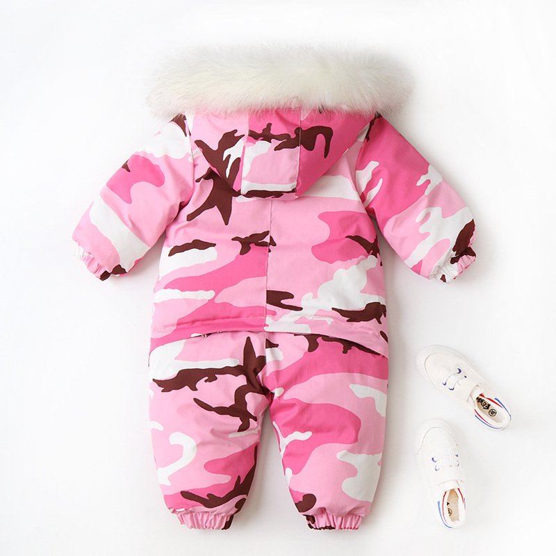 Newborn Winter Warm Ski Suit Fashion Camouflage Thick Baby Rompers Clothes
