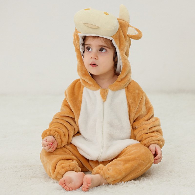 Winter Autumn Kids Tiger Unicorn Animal Rompers Kids Unisex Thickness Fleece Jumpsuit Baby Rompers Kids Overall Pajamas