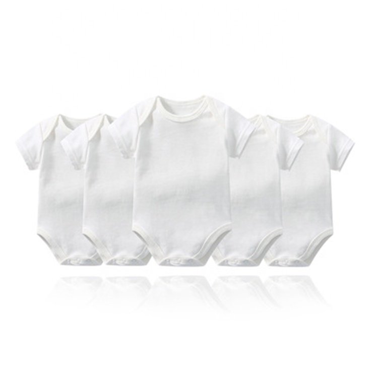 Customized logo printed pattern label newborn onesie long sleeve white bodysuit baby rompers blank