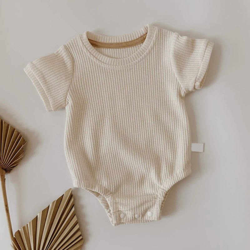 Organic bamboo waffle baby bodysuit eco friendly baby bodysuit romper sustainable waffle infant onesie newborn baby clothes