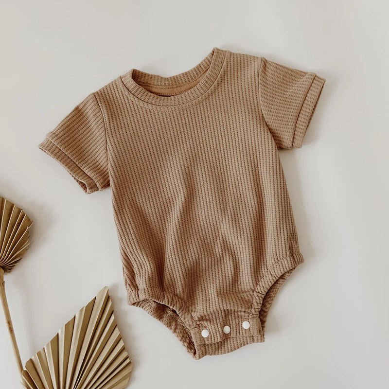 Organic bamboo waffle baby bodysuit eco friendly baby bodysuit romper sustainable waffle infant onesie newborn baby clothes