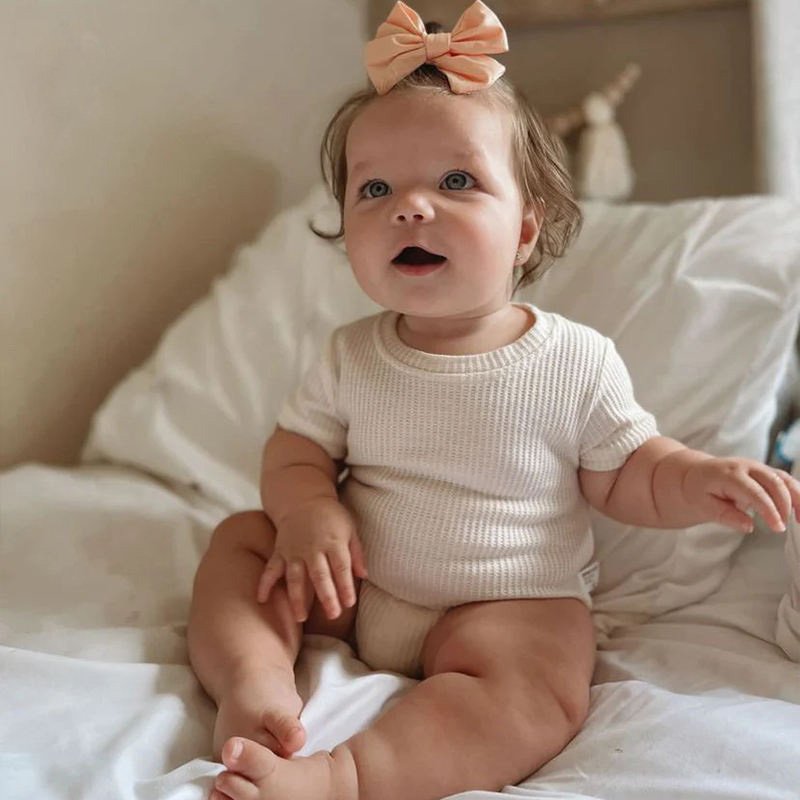 Organic bamboo waffle baby bodysuit eco friendly baby bodysuit romper sustainable waffle infant onesie newborn baby clothes