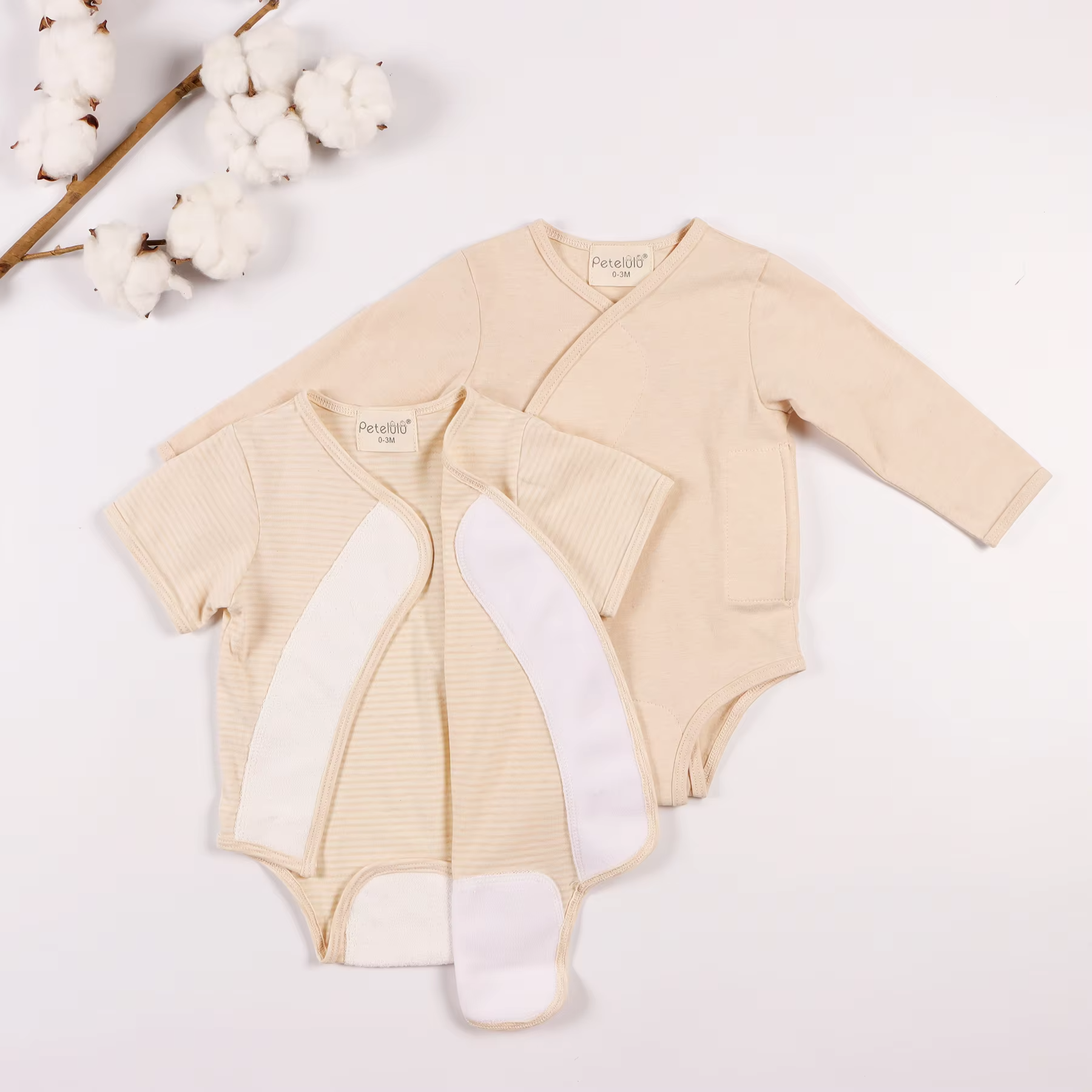 Top Quality organic Cotton Newborn Baby Bodysuit Baby Soft Hook And Loop Side Open Triangle Organic Cotton Baby Romper