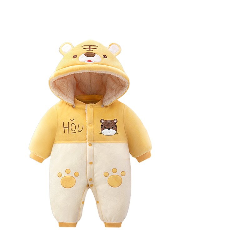 Cute warm baby hooded Winter Romper boys and girls cotton baby romper infant baby crawling clothes