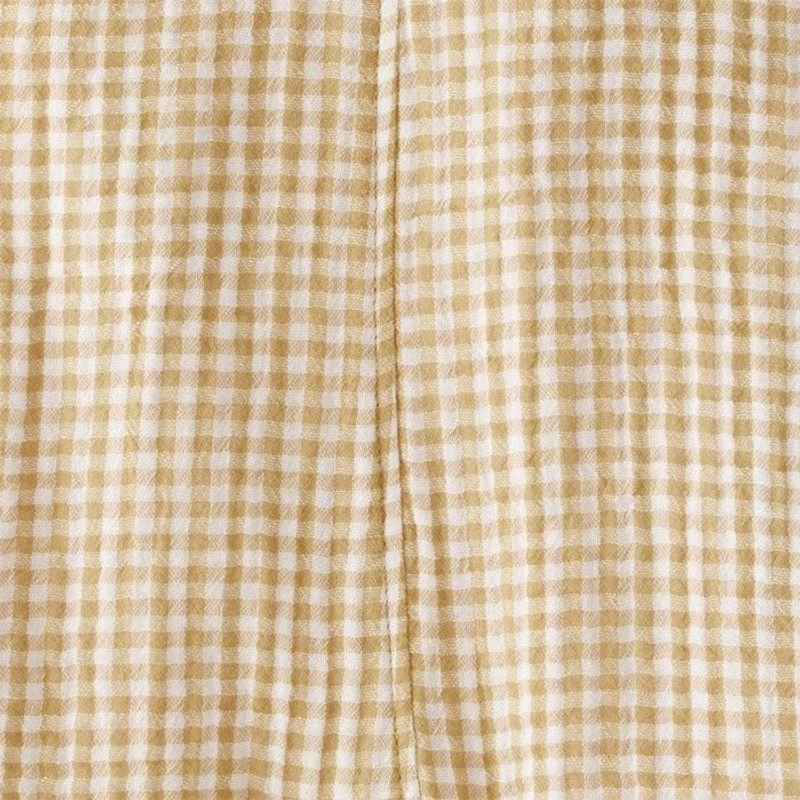 Baby Organic Cotton Gingham Shortall Infant Toddler Girls Baby Blank Muslim Button Jumpsuit