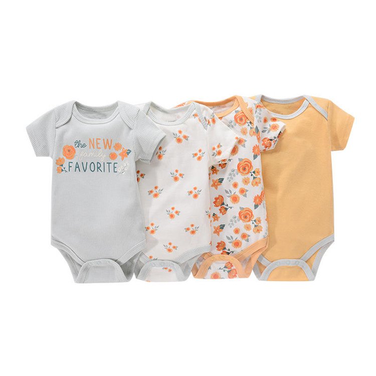 Custom Logo Pure Cotton Short Sleeve Boy And Girls Newborn Baby Romper Clothes Bodysuits Toddler Clothing