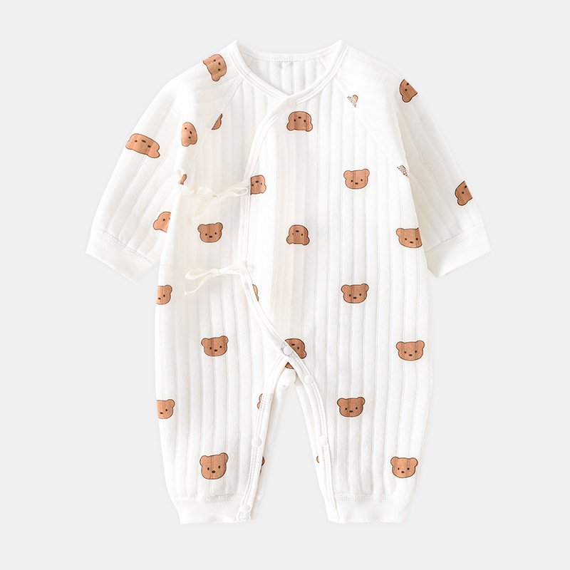Wholesale 0-3 Months Cute Smocked Newborn baby jumpsuit Bear Infant Baby romper
