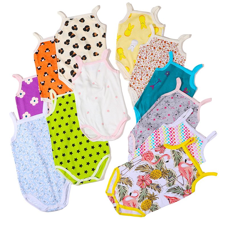 Wholesale new style cartoon print baby bodysuits baby girls sleeveless summer onesie baby romper