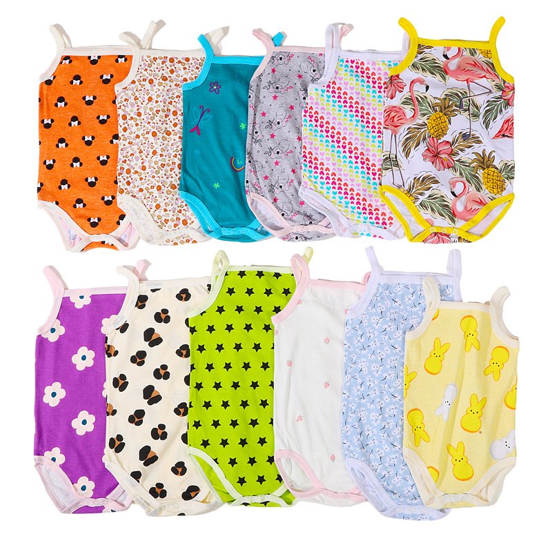 Wholesale new style cartoon print baby bodysuits baby girls sleeveless summer onesie baby romper