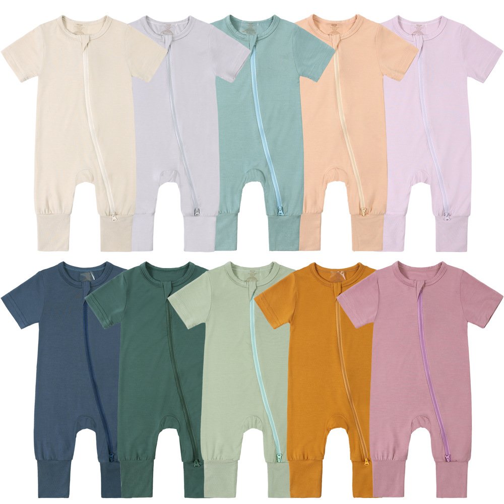 Custom Unisex 3-24M Solid Color Baby Romper Pajamas