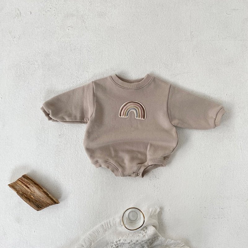 New Trendy Cute Long Sleeve Baby Onesie Blank Terry Sweater Fabric Plain Baby Romper Knitted Support Full Eco-friendly Unisex
