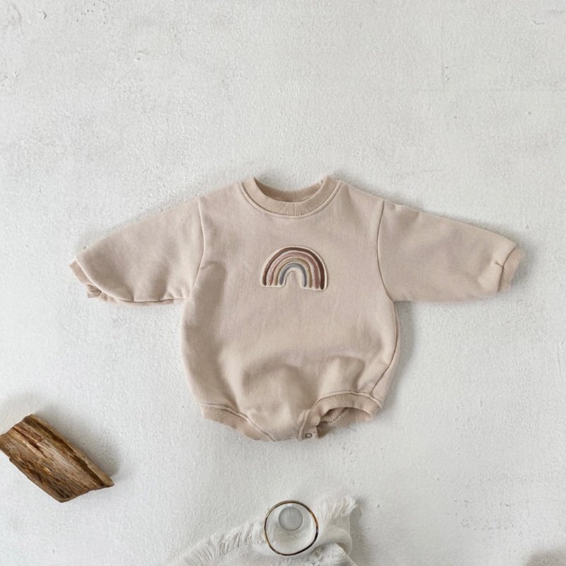 New Trendy Cute Long Sleeve Baby Onesie Blank Terry Sweater Fabric Plain Baby Romper Knitted Support Full Eco-friendly Unisex