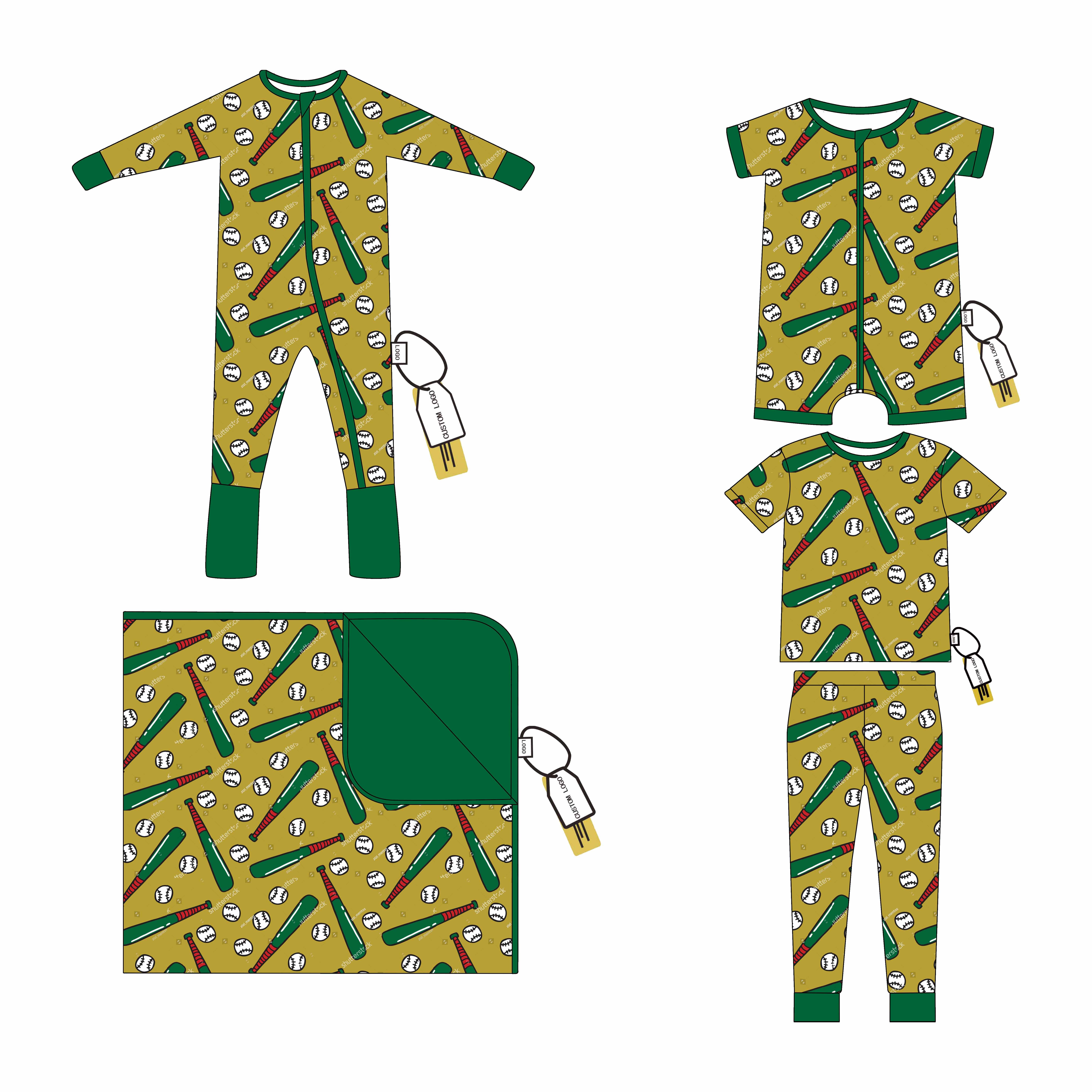 Bamboo Baby Rompers Kids Pajamas Zipper Jumpsuit Footie Zippy Toddler Baby Girls Romper Baseball Print Clothes Rompers