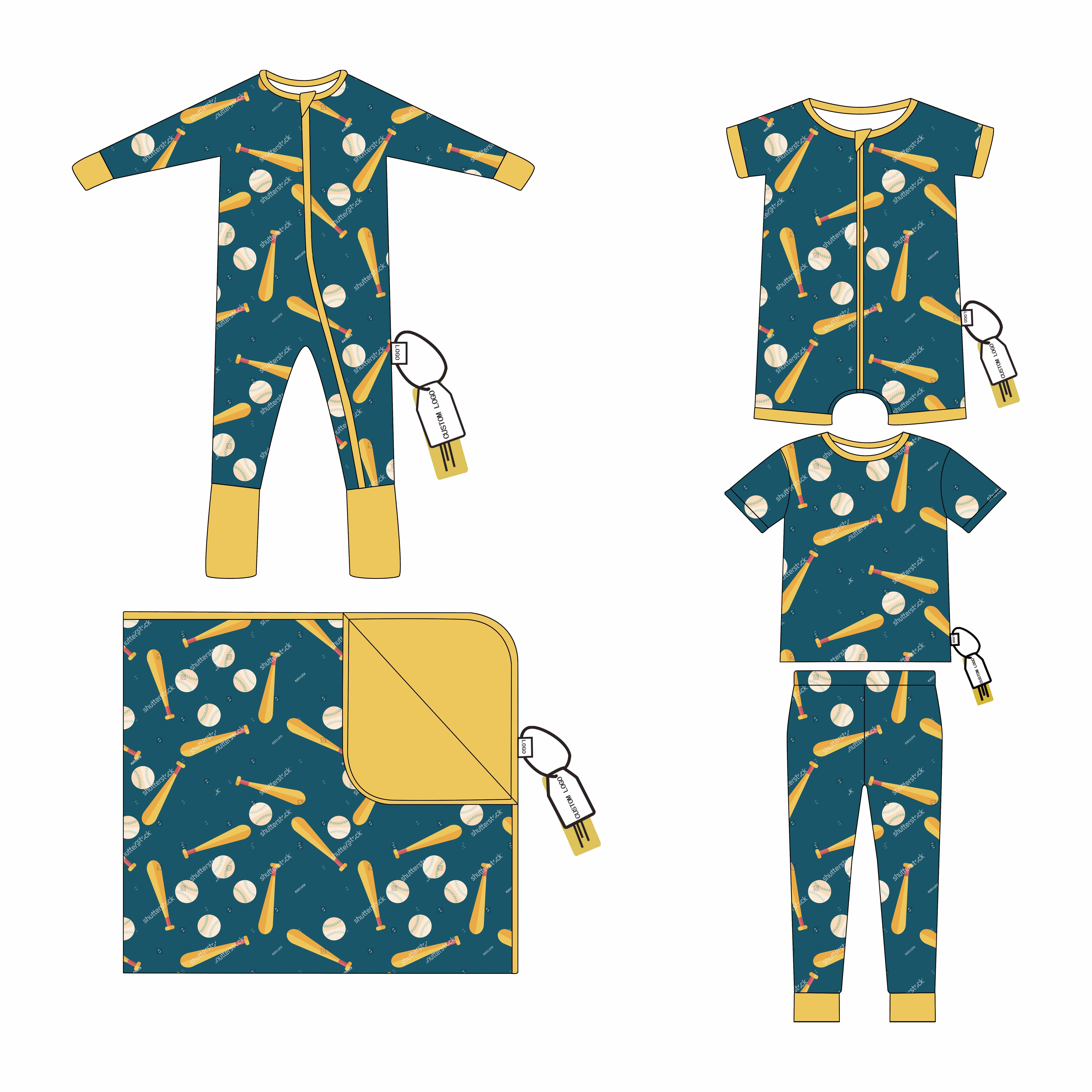 Bamboo Baby Rompers Kids Pajamas Zipper Jumpsuit Footie Zippy Toddler Baby Girls Romper Baseball Print Clothes Rompers