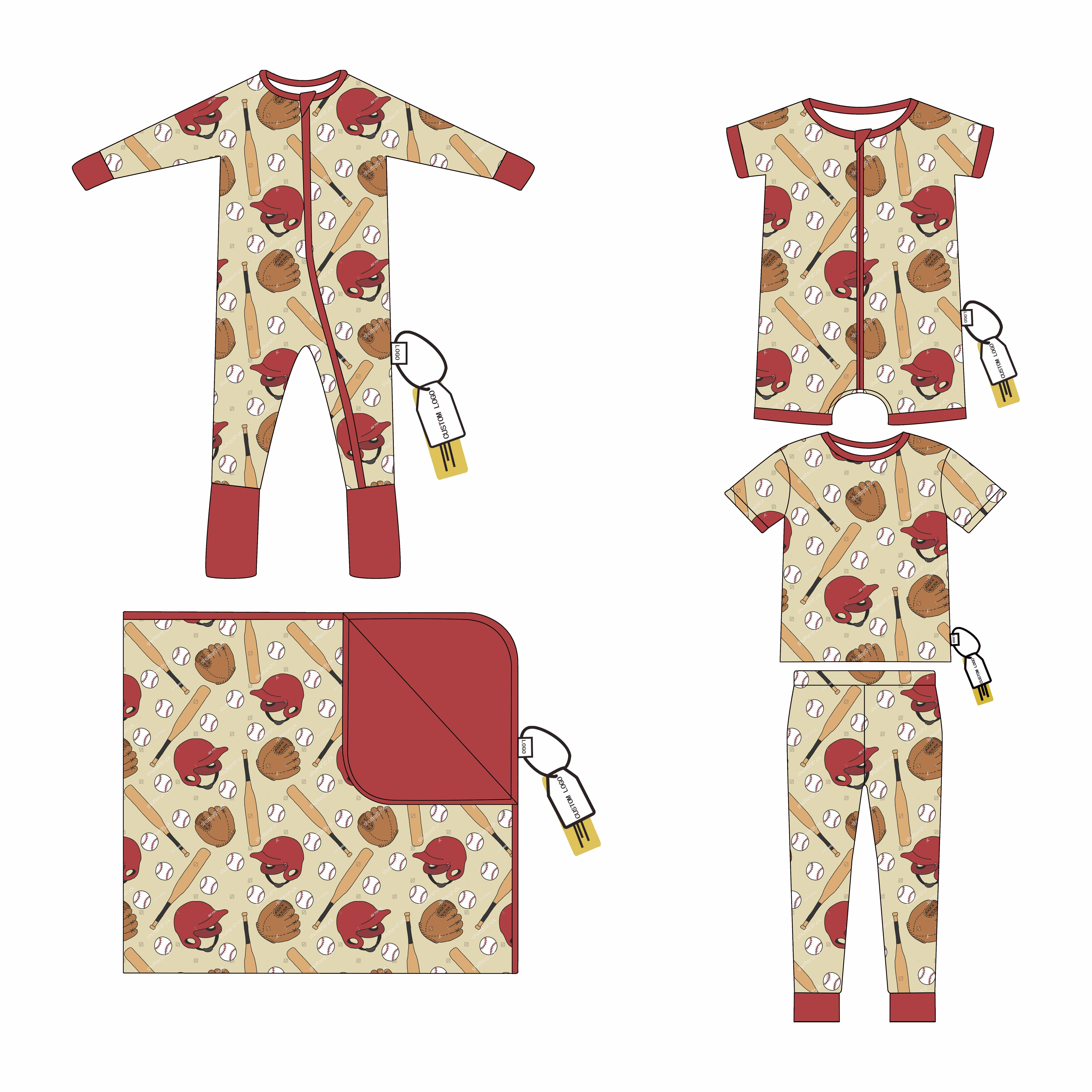 Bamboo Baby Rompers Kids Pajamas Zipper Jumpsuit Footie Zippy Toddler Baby Girls Romper Baseball Print Clothes Rompers