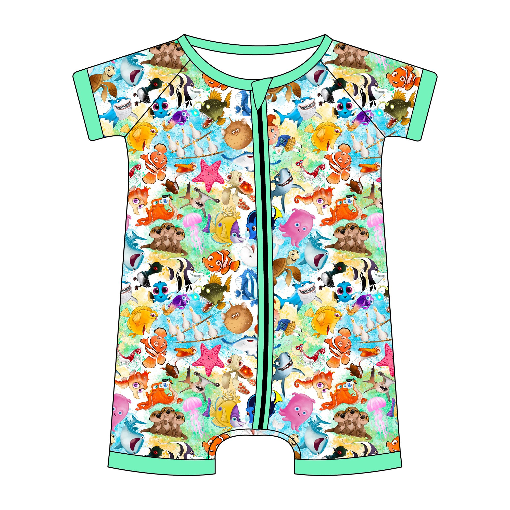 Summer Baby Short-sleeved print Romper Double Zipper Onesie Baby Boy Girl Jacket Clothes kids clothes