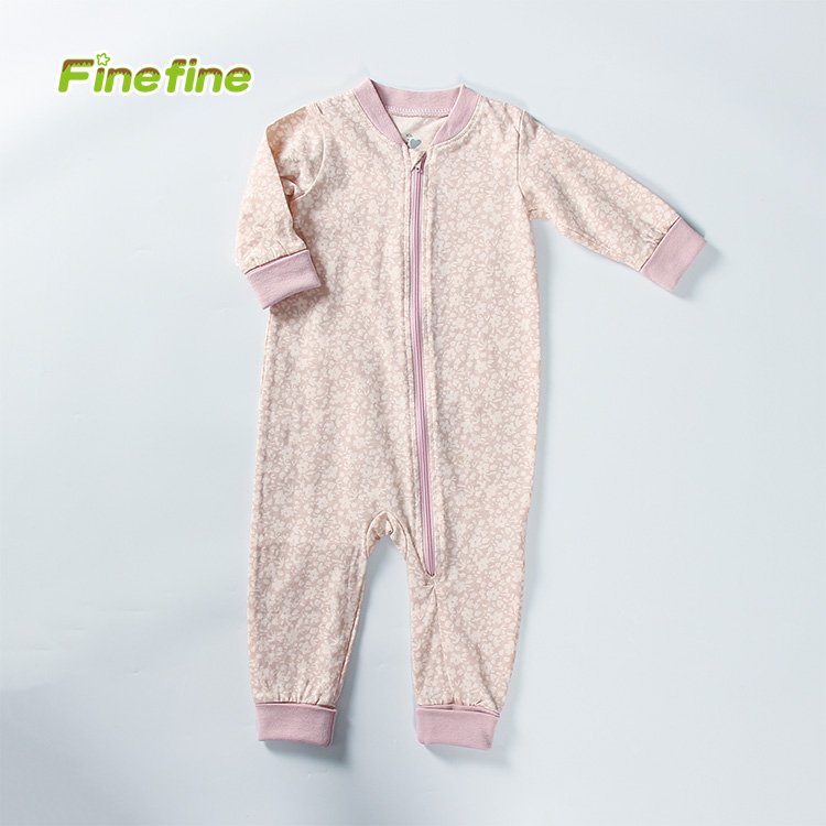 Customize Logo High Quality Cotton Single Jersey Autumn Newborn Infant Girls Clothing Zip Baby Rompers