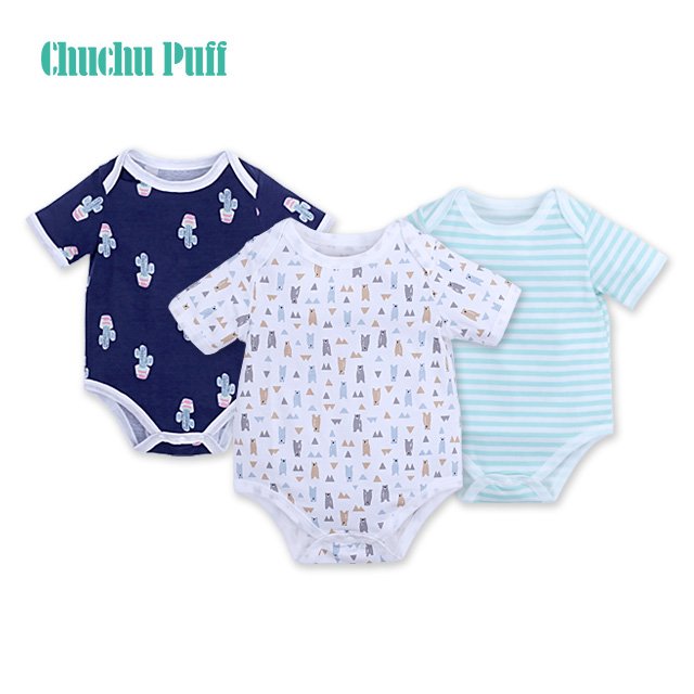ChuchuPuff Wholesale Professional Custom Clothes Baby Bodysuit Short Sleeve Baby Romper