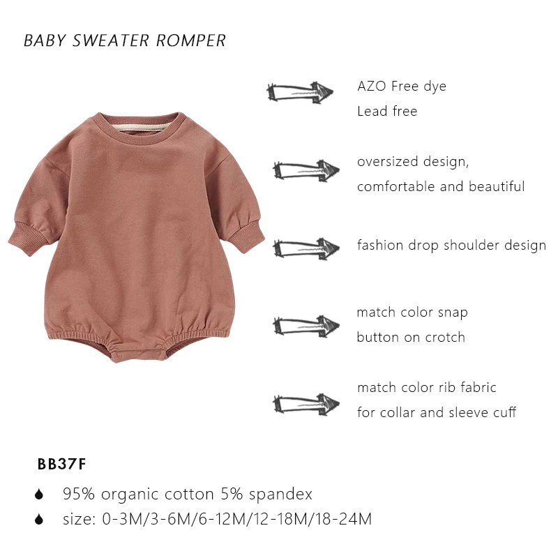 Wholesale Organic Cotton Baby Short Rompers Pullover Baby Bubble Sweater Rompers
