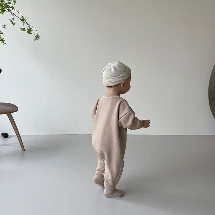 Autumn and winter infant clothes Long sleeve baby heavy pocket romper cotton baby jumpsuit