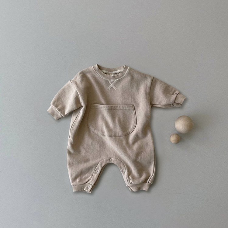 Autumn and winter infant clothes Long sleeve baby heavy pocket romper cotton baby jumpsuit