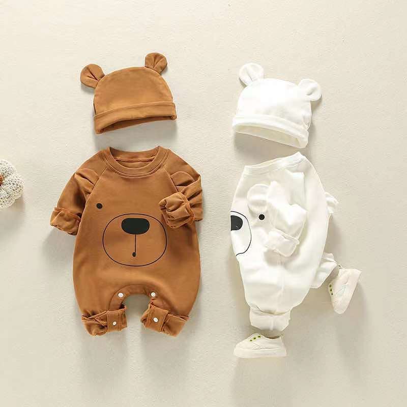 2022 Popular Design Baby Romper Cute Spring Autumn Newborn Long-sleeved Climbing Suit Toddler Jumpsuit with Hat