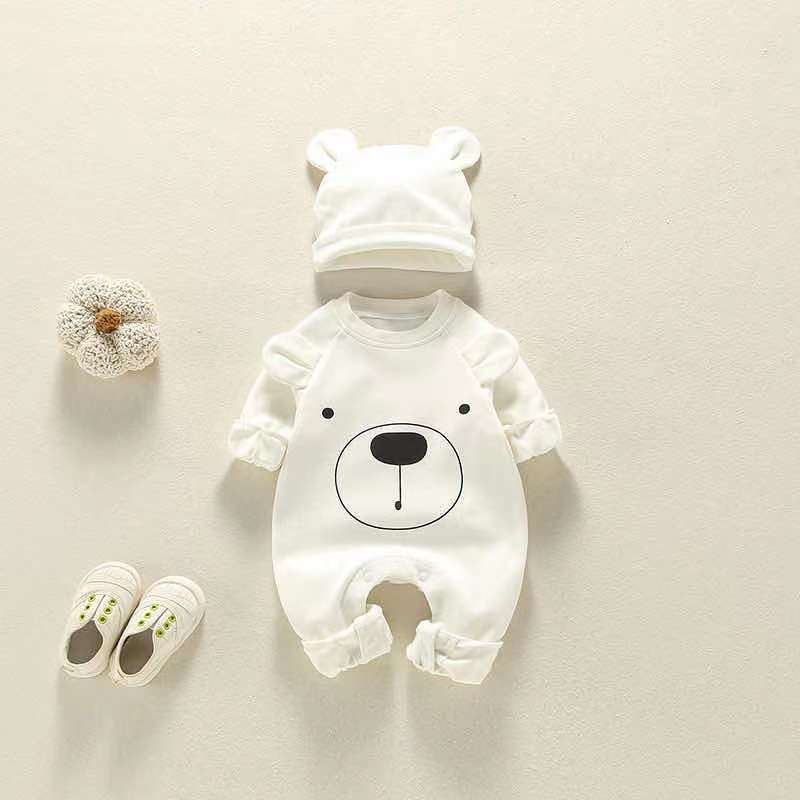 2022 Popular Design Baby Romper Cute Spring Autumn Newborn Long-sleeved Climbing Suit Toddler Jumpsuit with Hat