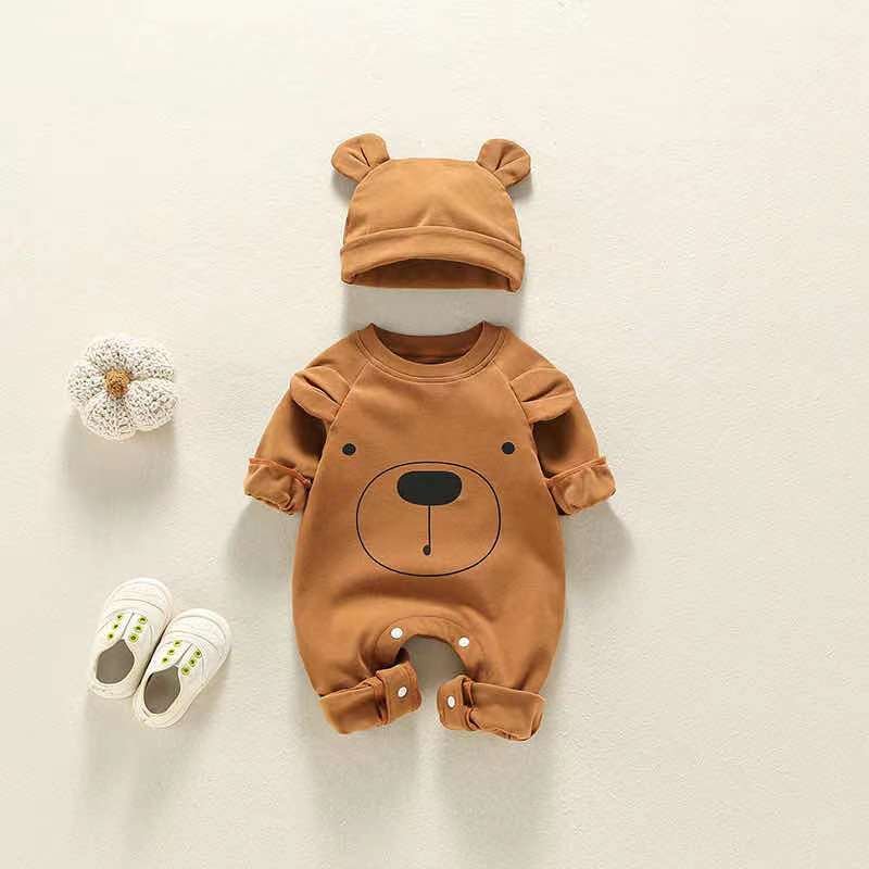 2022 Popular Design Baby Romper Cute Spring Autumn Newborn Long-sleeved Climbing Suit Toddler Jumpsuit with Hat