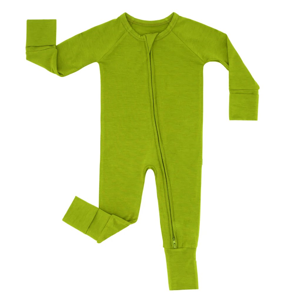 Light Orchid Long sleeve Infant Solid color Bamboo baby romper with zipper