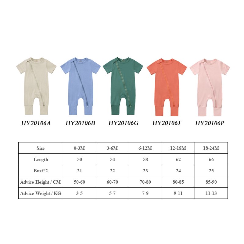 unisex bamboo newborn baby clothes bamboo baby romper zipper newborn summer clothes