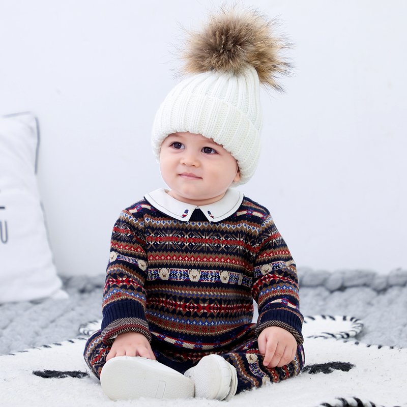 AustinBella/wholesale boutique custom knitted baby clothes romper chunky knit newborn sweater jumpsuits