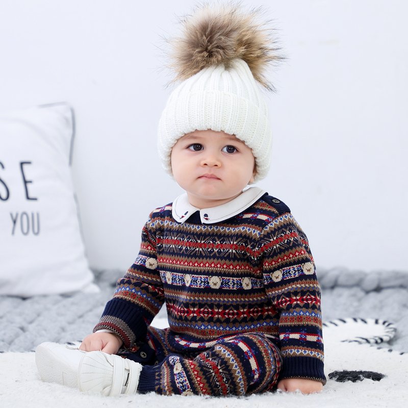 AustinBella/wholesale boutique custom knitted baby clothes romper chunky knit newborn sweater jumpsuits