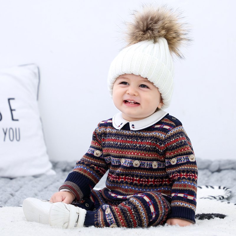 AustinBella/wholesale boutique custom knitted baby clothes romper chunky knit newborn sweater jumpsuits