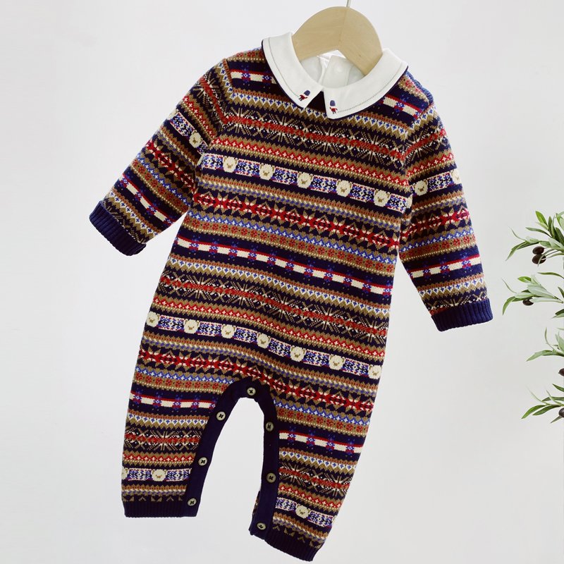 AustinBella/wholesale boutique custom knitted baby clothes romper chunky knit newborn sweater jumpsuits