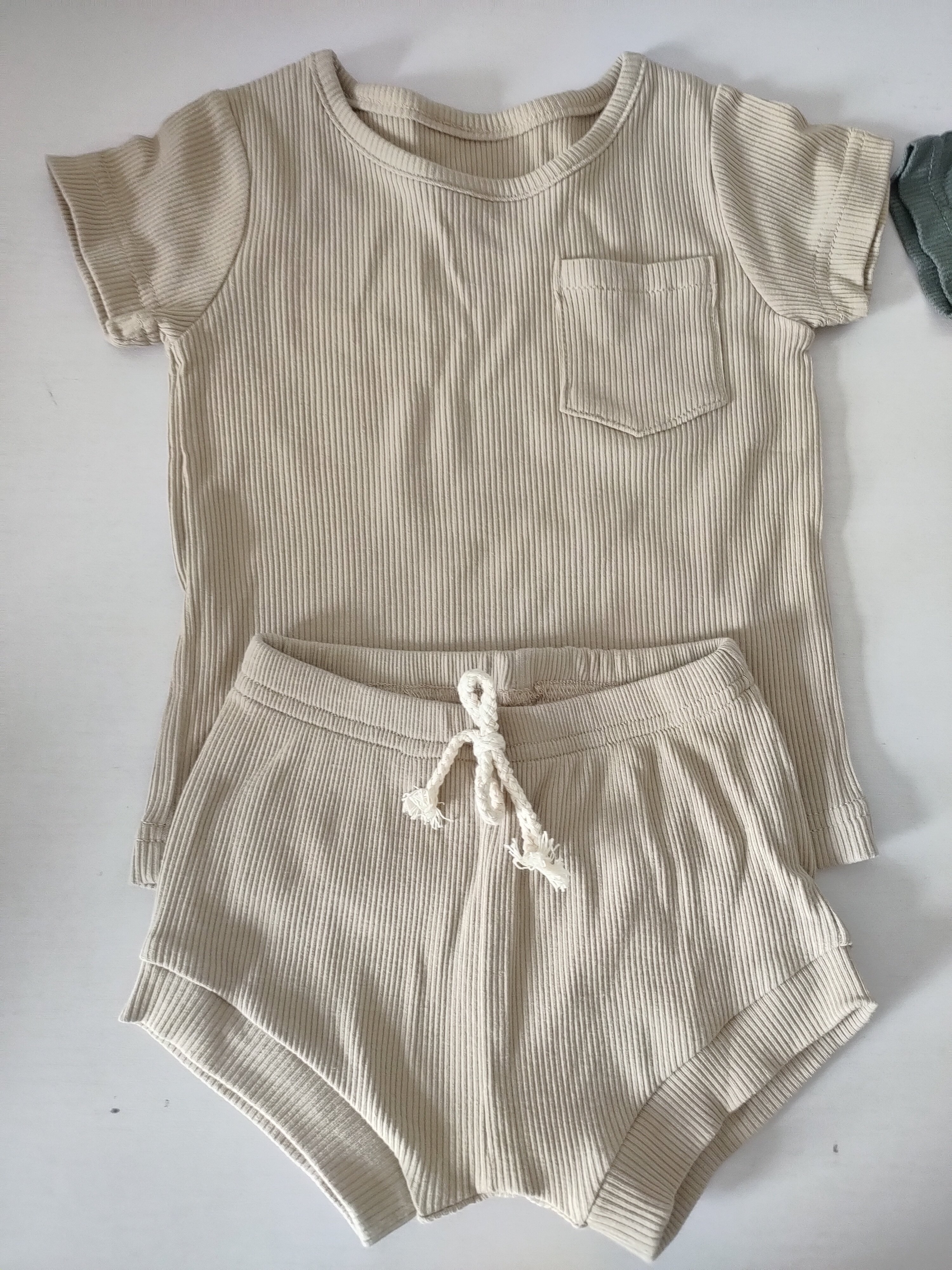 Baby clothing Pajamas Cotton Custom Two Piece Lounge Set Baby Organic Bamboo Ribbed Toddler Girl Short Sets