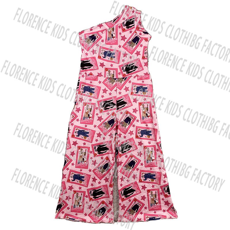 DH ODM wholesale One shoulder flare pants toddler girls christmas bamboo off shoulder jumpsuit baby rompers wholesale