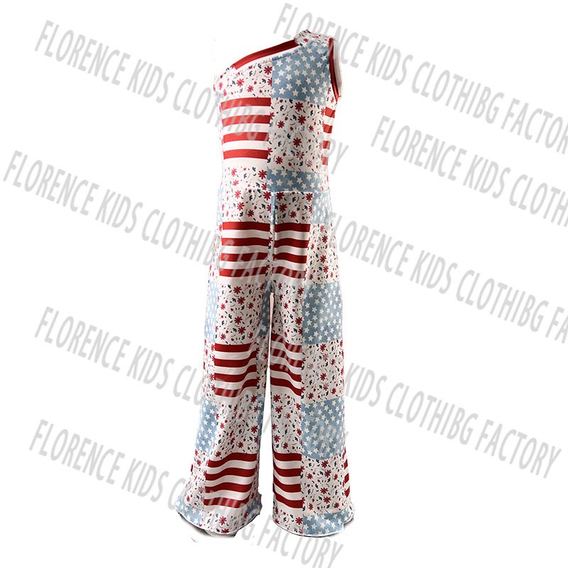 DH ODM wholesale One shoulder flare pants toddler girls christmas bamboo off shoulder jumpsuit baby rompers wholesale