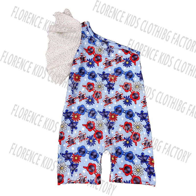 DH ODM wholesale One shoulder flare pants toddler girls christmas bamboo off shoulder jumpsuit baby rompers wholesale